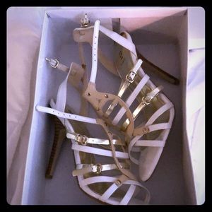 White caged heeled shoes